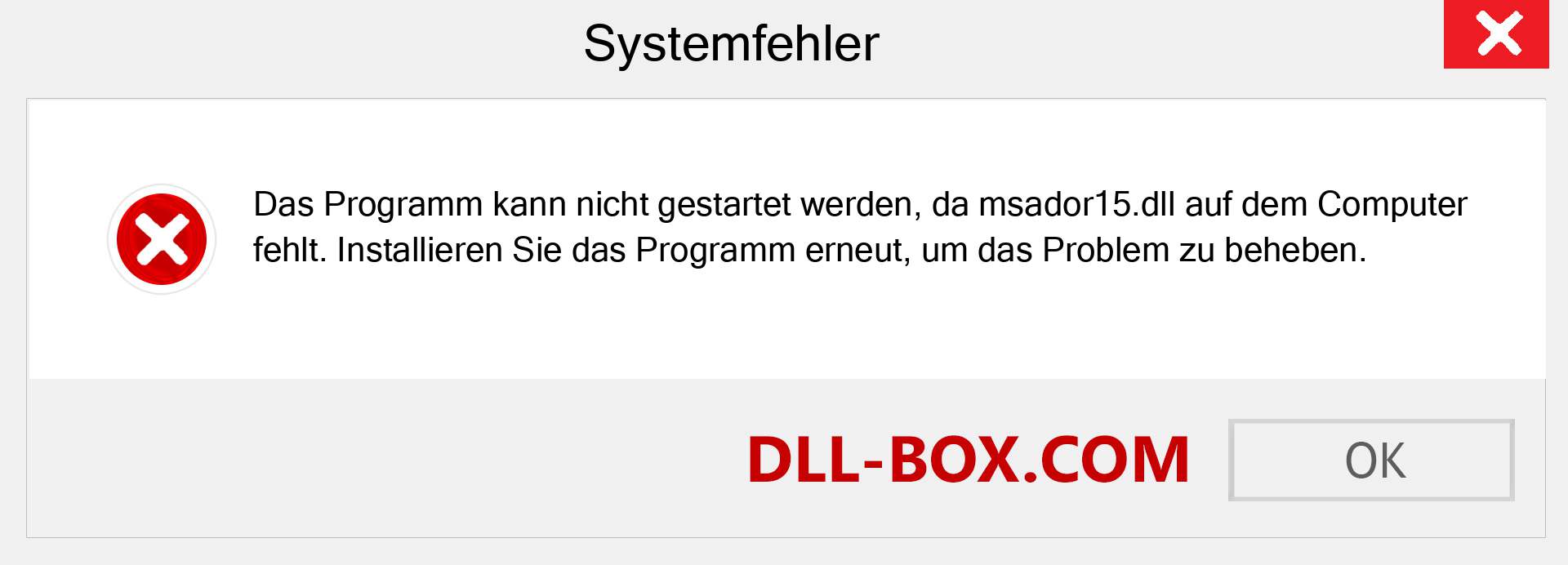 msador15.dll-Datei fehlt?. Download für Windows 7, 8, 10 - Fix msador15 dll Missing Error unter Windows, Fotos, Bildern