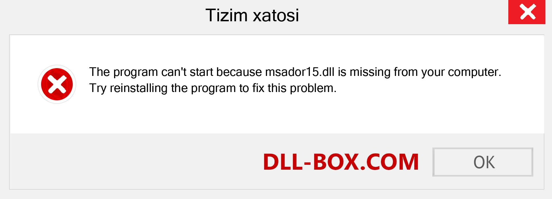 msador15.dll fayli yo'qolganmi?. Windows 7, 8, 10 uchun yuklab olish - Windowsda msador15 dll etishmayotgan xatoni tuzating, rasmlar, rasmlar